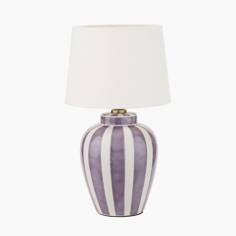 Priscilla Lilac Stripped Ceramic Table Lamp - Base Only
